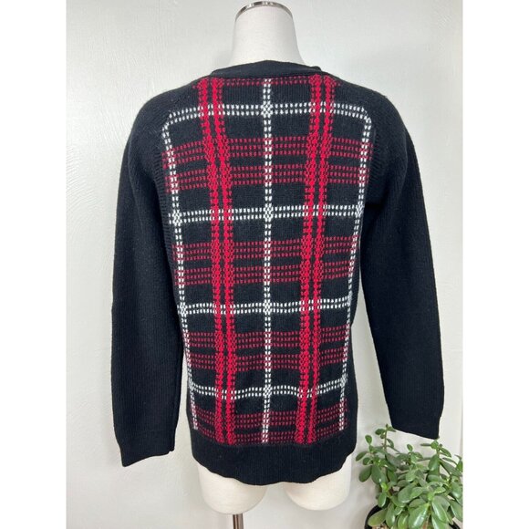 Pendleton Womens Black Red 100% Wool Plaid Cardigan Sweater - Picture 8 of 13